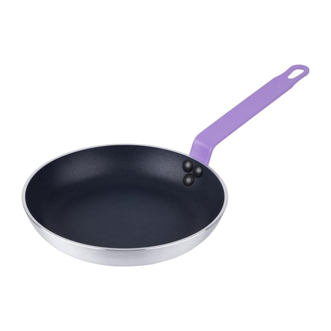 Hygiplas Aluminium Antiaanbak Teflon Platinum Plus Koekenpan met Paarse Handgreep 24cm