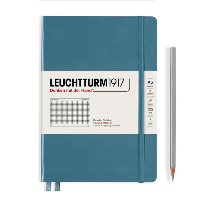 Leuchtturm1917 A5 Medium Notitieboek Squared / Geruit Stone Blue