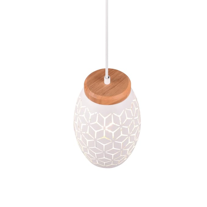 Reality Leuchten Bidar hanglamp, Ø 15 cm, mat wit, metaal