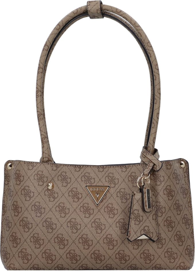 GUESS Schoudertas Meridian Shoulder Satchel Bag Latte Logo Beige