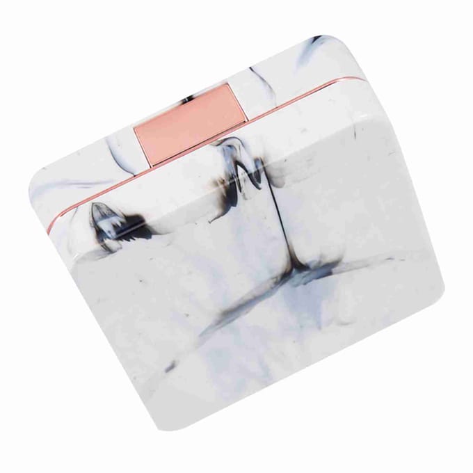 Draagbare Marmeren Oppervlak Spiegel Vierkante Inweek Contactlenzenhouder Roségoud white