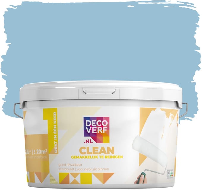 Decoverf clean muurverf ochtendblauw, 2.5L