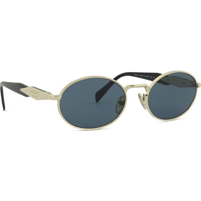 Prada Letter Decor Ovalen Zonnebril Dames zonnebril Goud PR65ZSZVN09T Basic Packaging-Eyeglass Case+Box,55,Gold