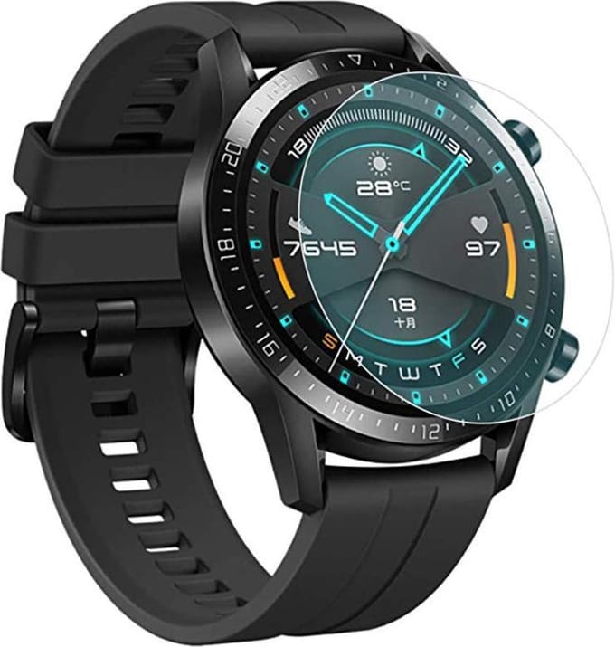 BukkitBow - 5 Pack Screenprotectors Voor Huwawei Smartwatch GT 2 46MM - Gehard Glas Screenprotector - Temperd Glass Set 5 Stuks