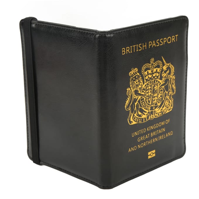 Britse paspoorthoes met elastische riem Multicard antidiefstal antimagnetisch waterdicht reizen black