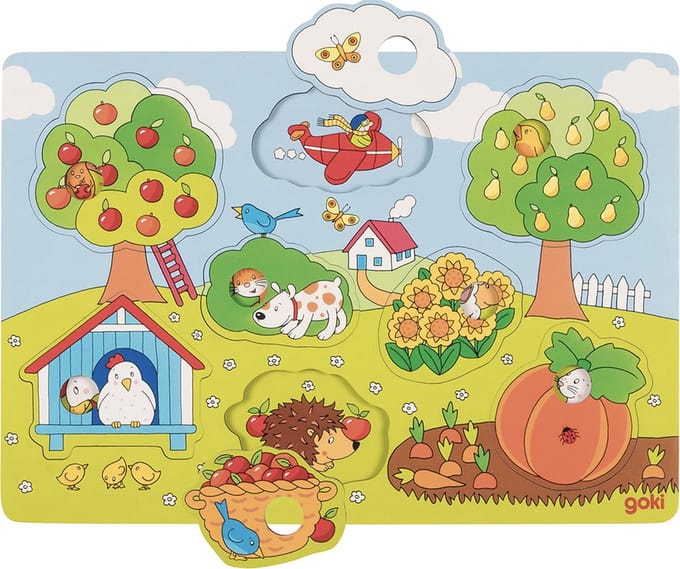 Goki Wooden Background Shape Puzzle in the Garden 8 pcs. Hout