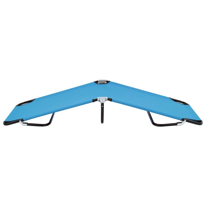 vidaXL - Ligbed - inklapbaar - staal - turquoiseblauw