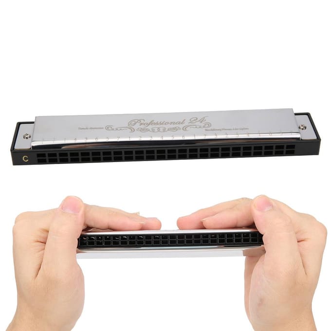 C Toets Harmonica 24?Gat Polyfone Student Volwassene Beginner Spelen Hars Accenten Mondharmonica Zilver zilver