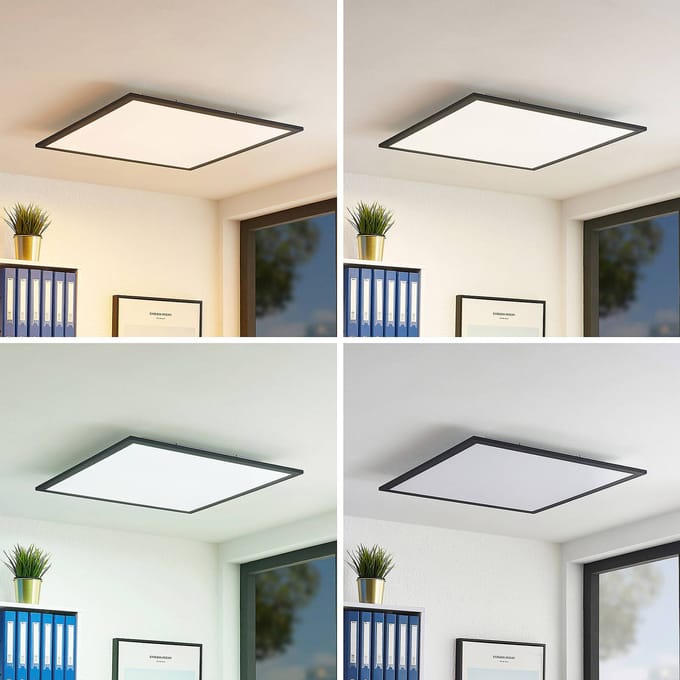 Lindby LED paneel Nelios, 62 x 62 cm, CCT, zwart, metaal