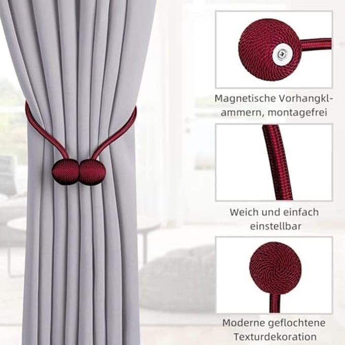 Magnetische Gordijnhouders - 4 Stuks voor een Elegante Decoratie