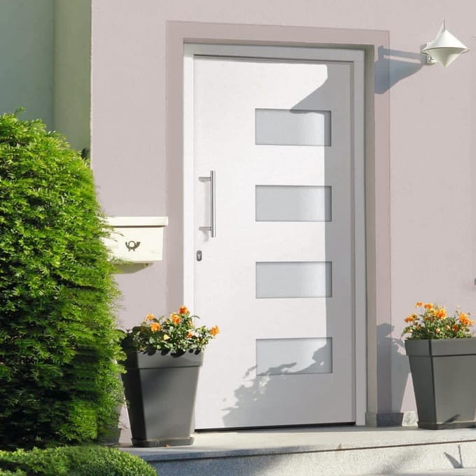 vidaXL - Voordeur - 100x210 - cm - aluminium - en - PVC - wit