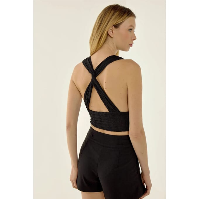 V-hals kruisrug crop top