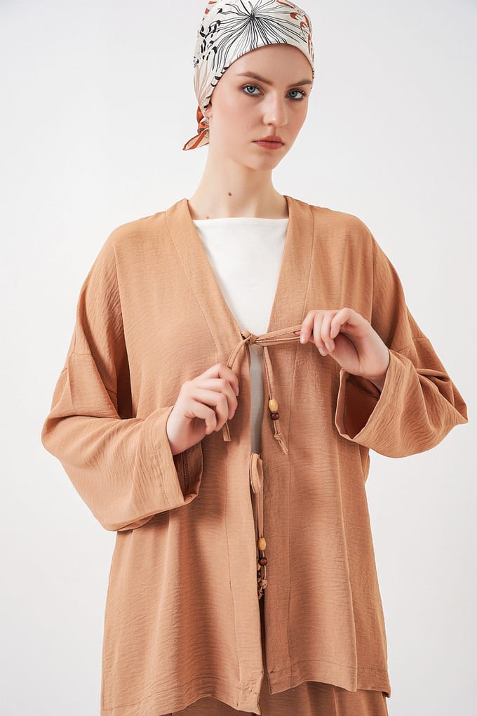 Textuur V-Hals Lange Cardigan en Broek Set