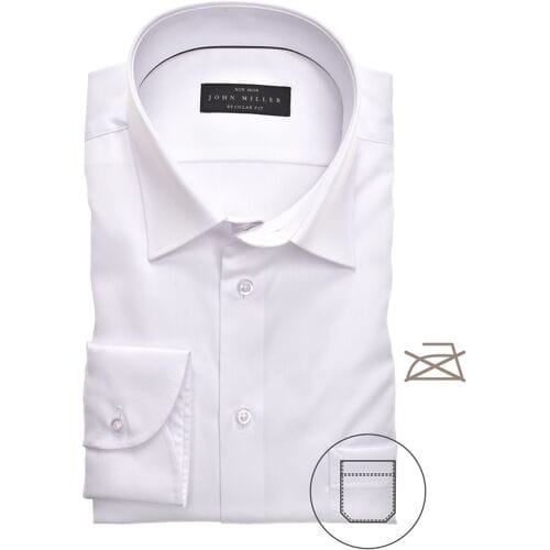 John Miller Overhemd Regular Uni Non Iron Wit / male