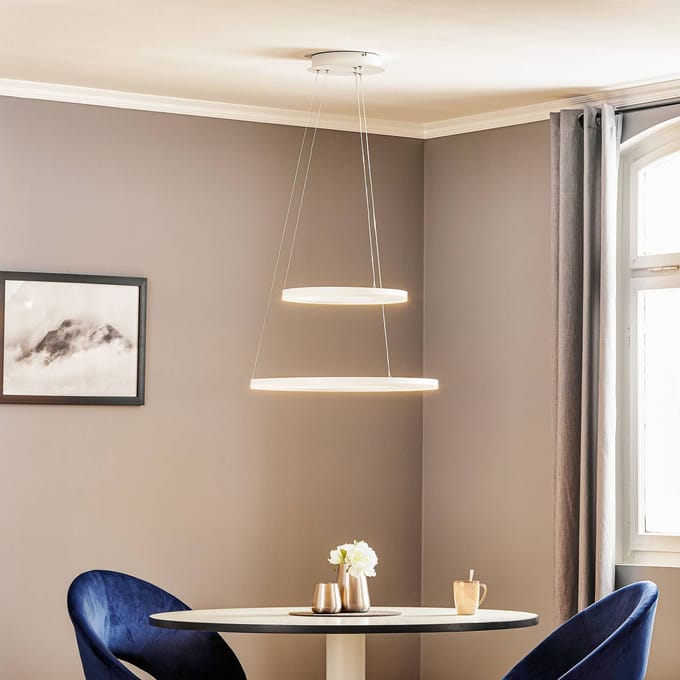 Fabas Luce LED hanglamp Giotto, 2-lamps, wit