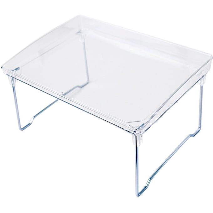 Étagère de rangement de bureau empilable, pliable, transparente, pour comptoir de cuisine et salle de bain white