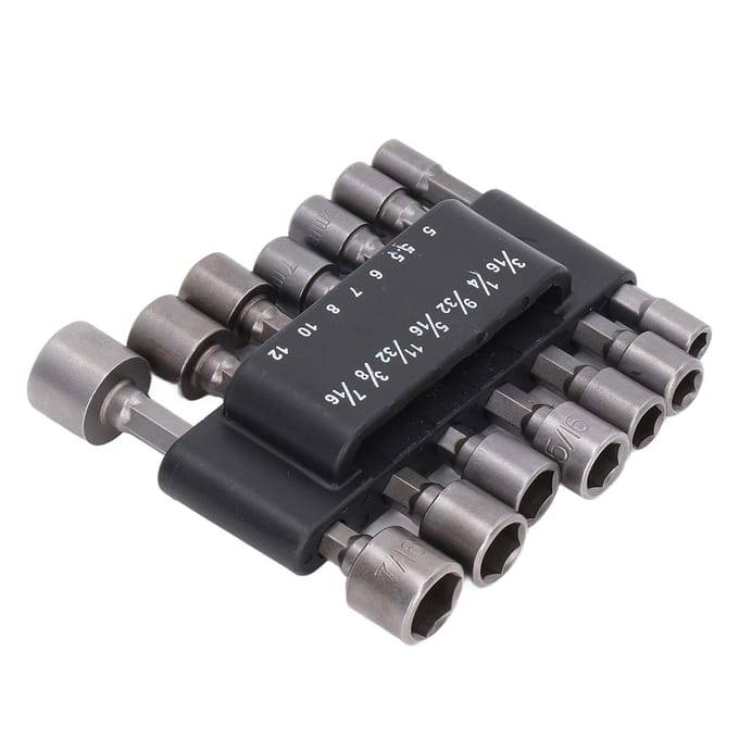 Ensemble de 14 pièces Tournevis à écrou électrique Jeu de forets Acier à outils 40CR Queue hexagonale Adaptateur de douille pour bricolage 14in