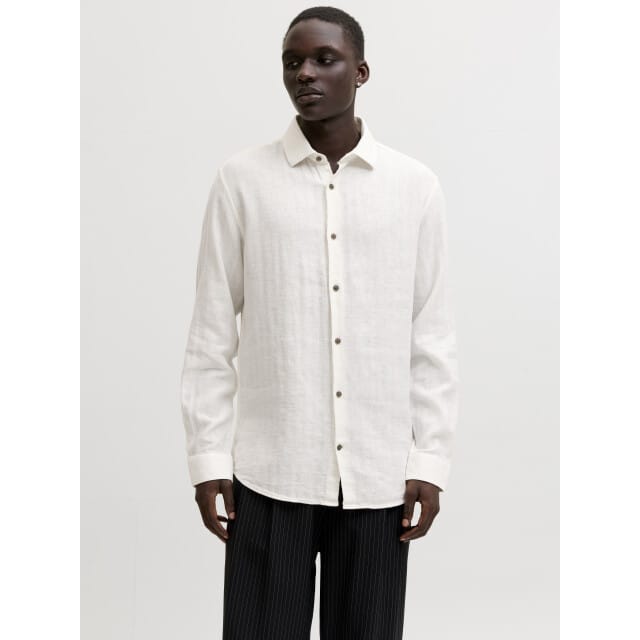 Jack & Jones Overhemd Jprblaparker Linen Blend L/s Shirt 12292161 Cloud Dancer Mannen Maat - S