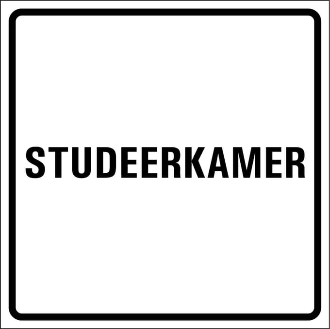 Studeerkamer sticker, wit zwart 150 x 150 mm