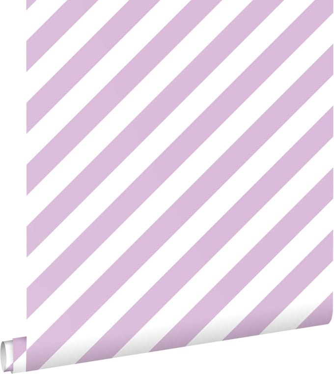 ESTAhome behang strepen lila paars en wit - 53 cm x 10.05 m - 139952