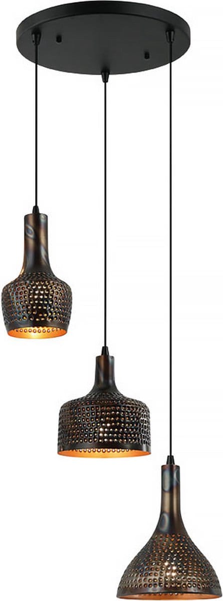 Freelight - Hanglamp Fueco 3 lichts Ø 35 cm bruin zwart