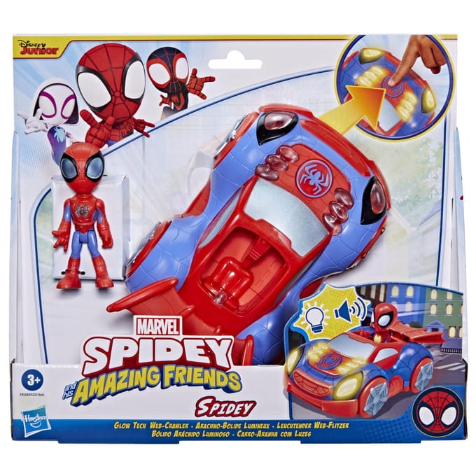 Hasbro Spidey Miles Morales Glow Tech Techno Racer + Licht En Geluid