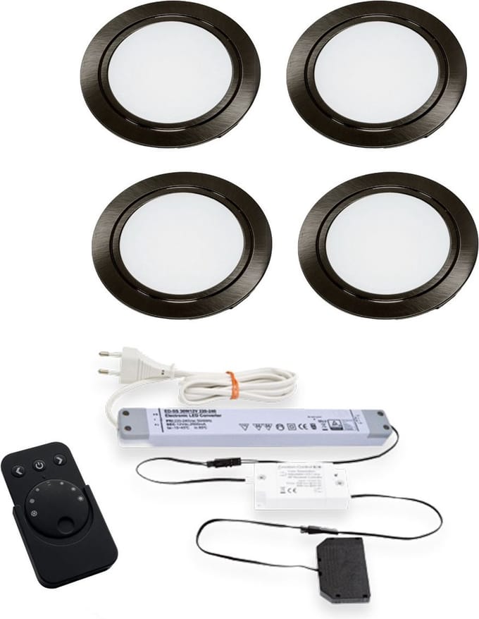Chip Emotion Led set van 4 spots zwart - 12V