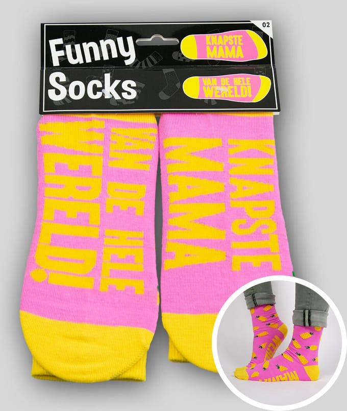 Paper Dreams Sokken Funny Socks Knapste Mama Katoen Roze One-size