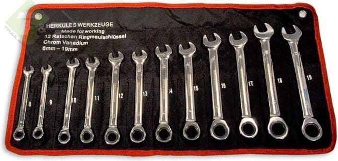 Steek ringratel sleutel set, 12 delig, Ringratel steeksleutelset
