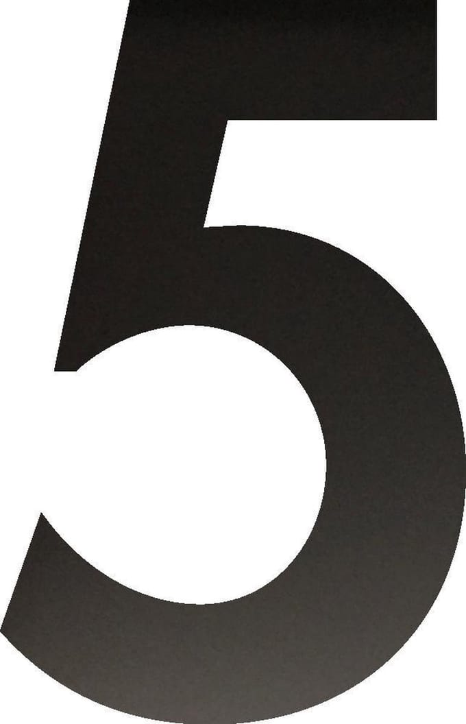 Huisnummer 15 cm - Nummer 5 - Mat Zwart RVS