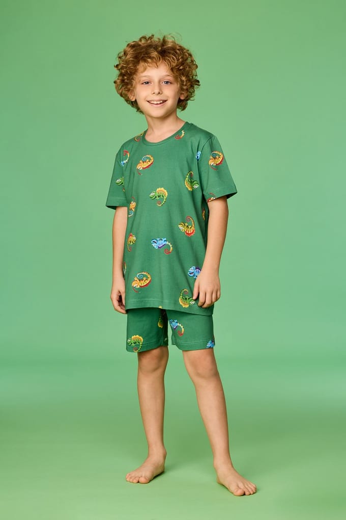 Woody pyjamaset kameleon groen - 261-10-PZA-Z/910 - maat 152