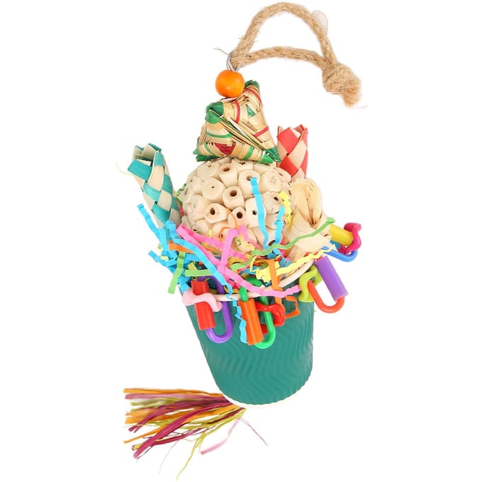 Gobelet Piège de Fourrage Jouet pour Oiseau Amusant Interactif Coloré Jouet de Fourrage pour Perruche Conure Calopsitte Perruche Ondulée Inséparables beige