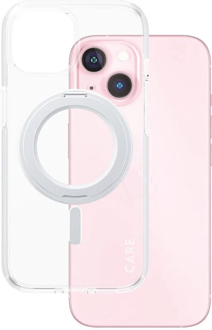 CARE by PanzerGlass Feature Case - Transparant w. - Zilver Kickstand & MagSafe iPhone15