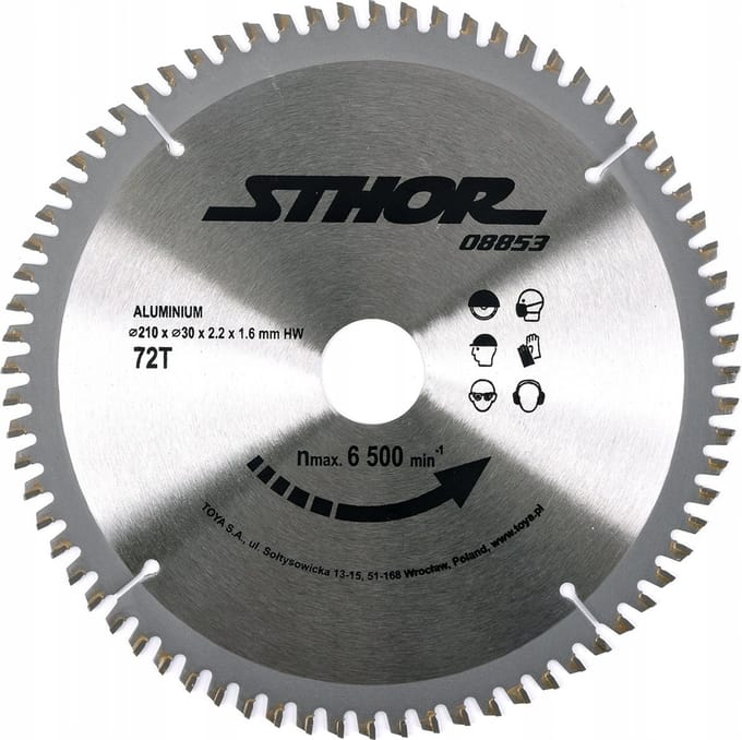 STHOR Cirkelzaagblad Ø210 mm - 72 T - binnendiameter 30 mm - Voor Aluminium