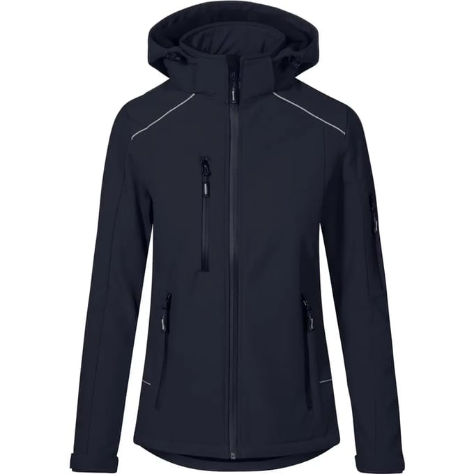 Women's Softshell Outdoorjas met afneembare capuchon Navy - 3XL