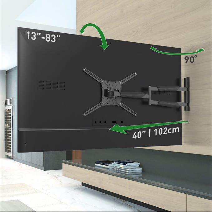 Barkan mounting kit - full-motion - for TV - extra long - black - Max 50 kg - recommended for 13"-83"
