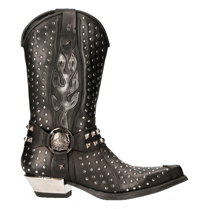 New Rock zwart lederen cowboylaarzen met studs - M-7928-S1