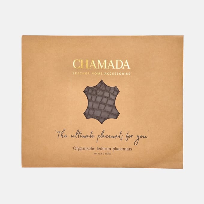 Chamada Sophie leren placemats organisch croco (2 stuks) donkerbruin
