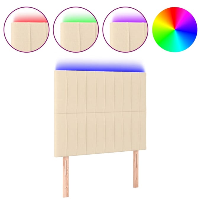 vidaXL - Hoofdbord - LED - 80x5x118/128 - cm - stof - crèmekleurig