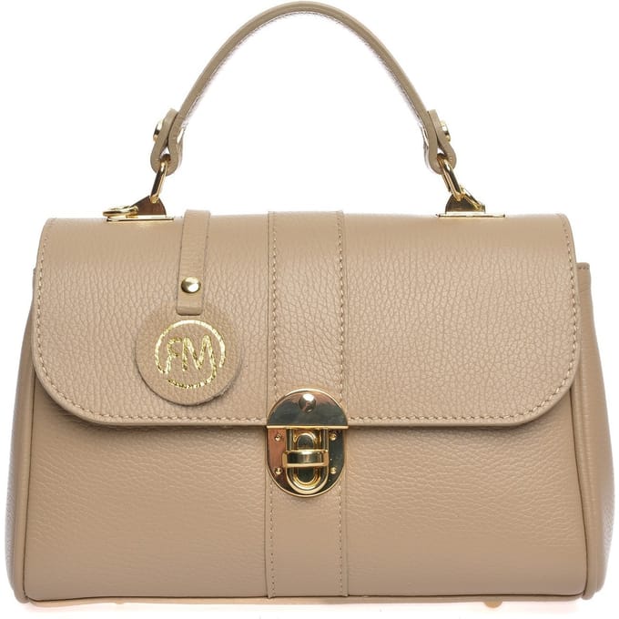 Roberta M Beige Rundleer Tas