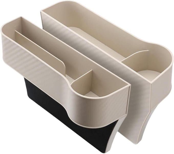 Autostoel Organizer - Opbergbox Set - Auto-organisatie - Met Oplaadaansluiting - Set van 2 - Beige