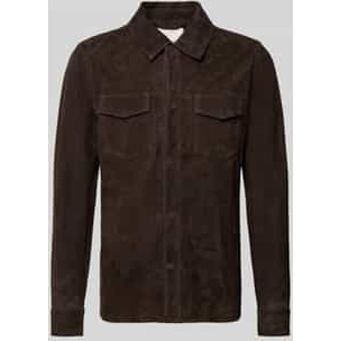 regular fit overshirt van geitenleer