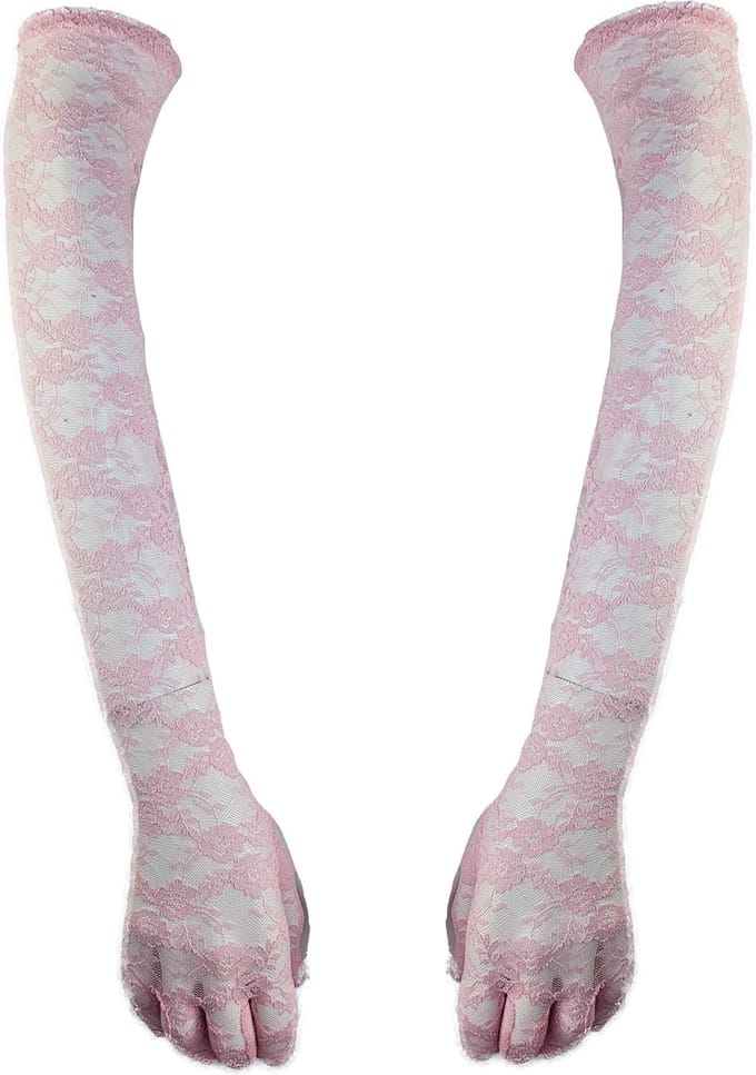 BamBella® - Lange Handschoenen Roze kant - Sexy handschoenen dames -