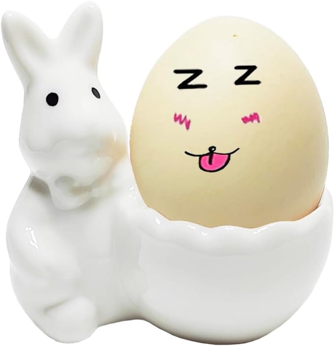 Keramische Eierbeker - Paashaas Houder - Ontbijt Presentatie - Charmant Design - 91 gram - Wit