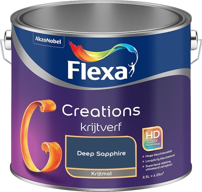 Flexa - Creations Muurverf Krijt - Deep Sapphire - Mengverf - 2,5 L
