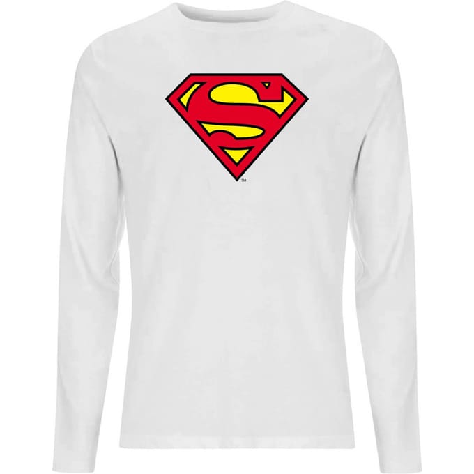 Official Superman Shield Men's Long Sleeve T-Shirt - White - M