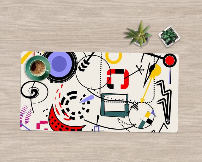 Coloray Bureau Onderlegger - Surrealistisch patroon Computer Mat - 120 cm x 60 cm - Wit Bureau Onderlegger - Bureau Pad - Bureau Mat - Bureaumat - Onderlegger Bureau