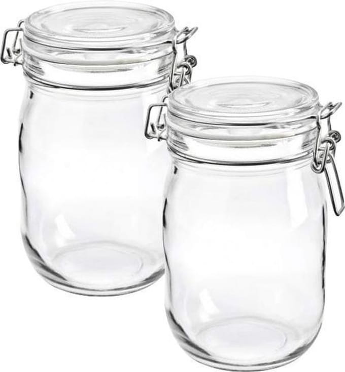 Weckpot - Voorraadpot - Transparant - 1 Liter - 2 stuks