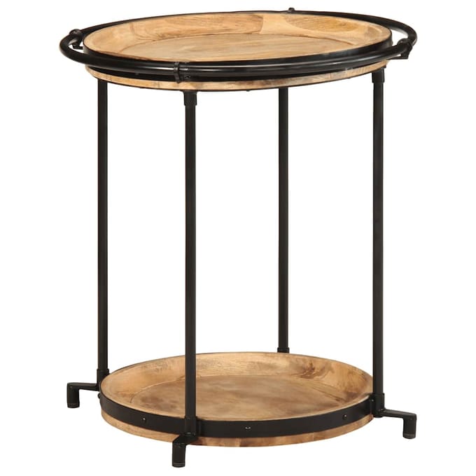 vidaXL - Bijzettafel - Ø55x60 - cm - massief - mangohout