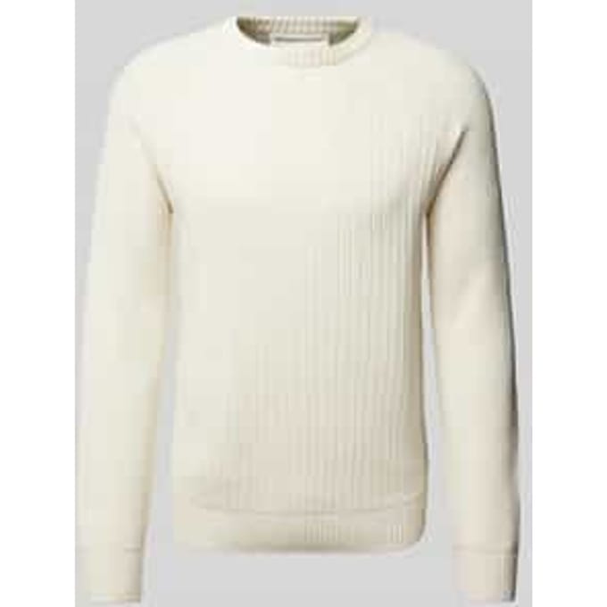 Regular fit gebreide pullover van katoenmix met structuurmotief